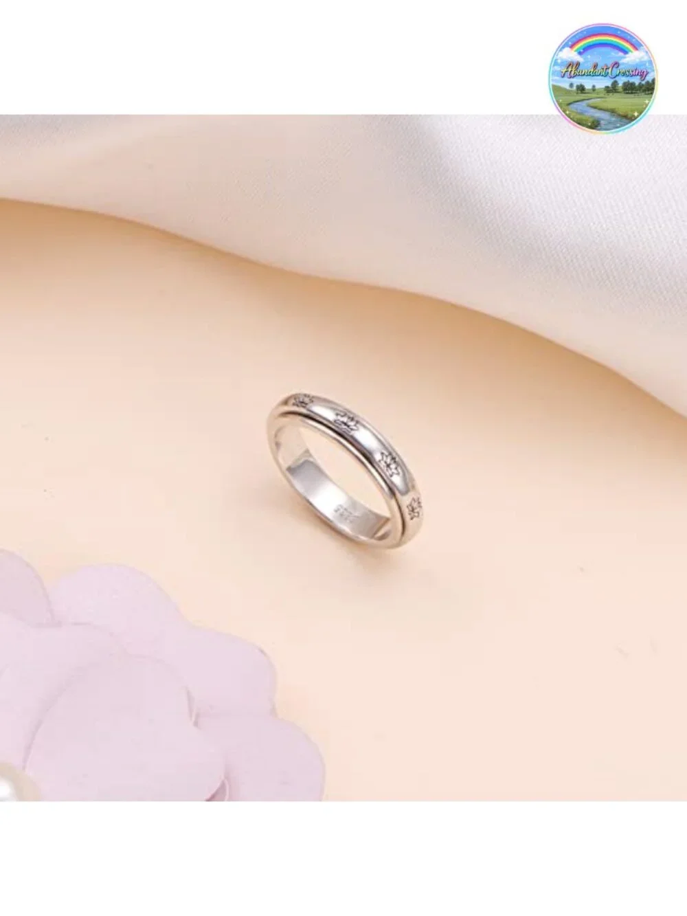 S925 Sterling Silver Spinner Fidget Ring Anxiety Relief Size 7